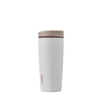 Owala SmoothSip Slider Insulated Stainless Steel Coffee Tumbler, Reusable Iced Coffee Cup, Hot Coffee Travel Mug, BPA Free 12 oz, Tan/White (Vanilla Bean)