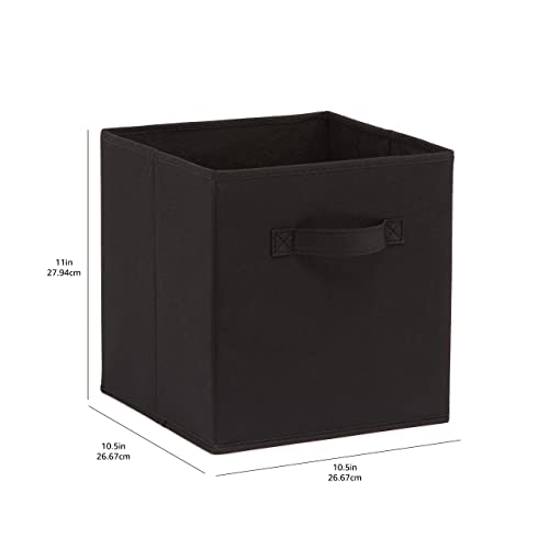 Amazon Basics Collapsible Fabric Storage Cubes Organizer with Handles, Sturdy, Gray, 10.5-x-10.5-x-11-inch, Pack of 6