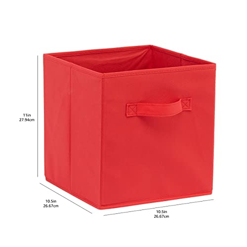 Amazon Basics Collapsible Fabric Storage Cubes Organizer with Handles, Sturdy, Gray, 10.5-x-10.5-x-11-inch, Pack of 6