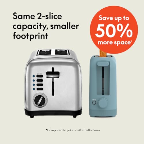 bella 4 Slice Slim Toaster, Fits-anywhere™ Kitchenware, 6 Setting Shade Control with Reheat & Cancel Buttons, Fits Sourdough, 10” Long Slot, Anti Jam & Auto Shutoff, 900 Watt, Oatmilk