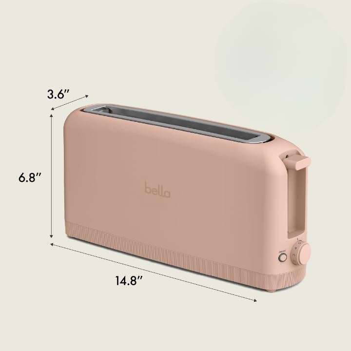 bella 4 Slice Slim Toaster, Fits-anywhere™ Kitchenware, 6 Setting Shade Control with Reheat & Cancel Buttons, Fits Sourdough, 10” Long Slot, Anti Jam & Auto Shutoff, 900 Watt, Oatmilk