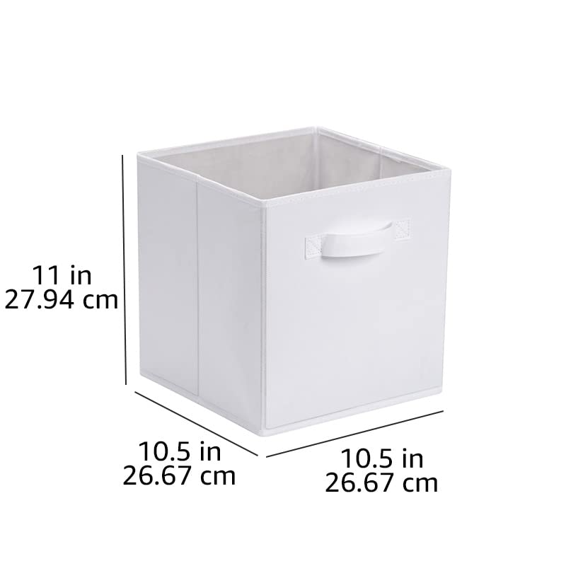 Amazon Basics Collapsible Fabric Storage Cubes Organizer with Handles, Sturdy, Gray, 10.5-x-10.5-x-11-inch, Pack of 6