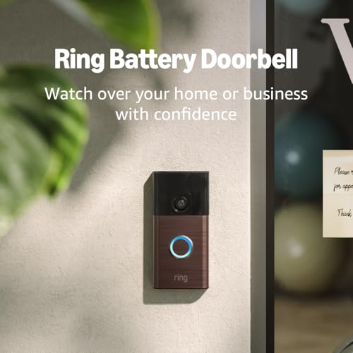 Ring Battery Doorbell | Home or business security with Head-to-Toe Video, Live View with Two-Way Talk, and Motion Detection & Alerts (newest model), Satin Nickel