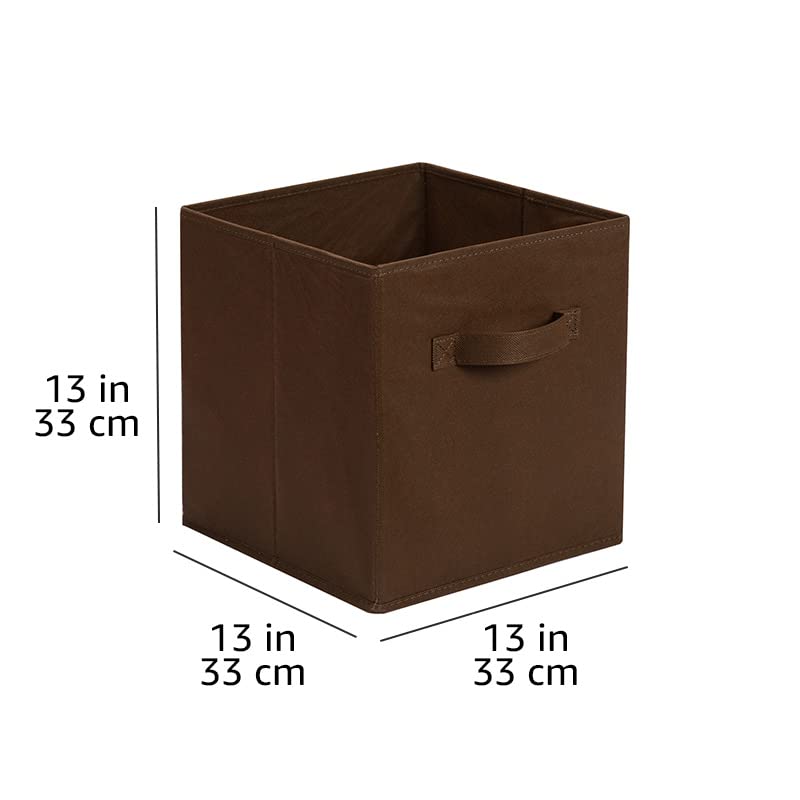 Amazon Basics Collapsible Fabric Storage Cubes Organizer with Handles, Sturdy, Gray, 10.5-x-10.5-x-11-inch, Pack of 6