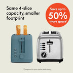 bella 4 Slice Slim Toaster, Fits-anywhere™ Kitchenware, 6 Setting Shade Control with Reheat & Cancel Buttons, Fits Sourdough, 10” Long Slot, Anti Jam & Auto Shutoff, 900 Watt, Oatmilk