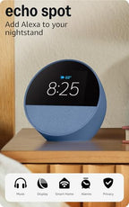 Amazon Echo Spot, Great for nightstands, offices and kitchens, Smart alarm clock with Alexa, Black