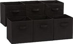 Amazon Basics Collapsible Fabric Storage Cubes Organizer with Handles, Sturdy, Gray, 10.5-x-10.5-x-11-inch, Pack of 6
