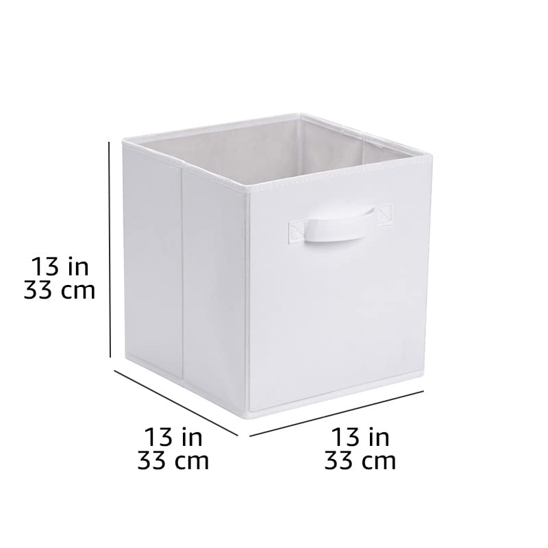 Amazon Basics Collapsible Fabric Storage Cubes Organizer with Handles, Sturdy, Gray, 10.5-x-10.5-x-11-inch, Pack of 6