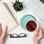 ME.FAN Silicone Coasters with Holder,[6 Pack] Drinking Coasters - Cup Mat for Hot or Cold Drinks, Thickened, Non-Slip, Non-Stick,Deep Tray Black