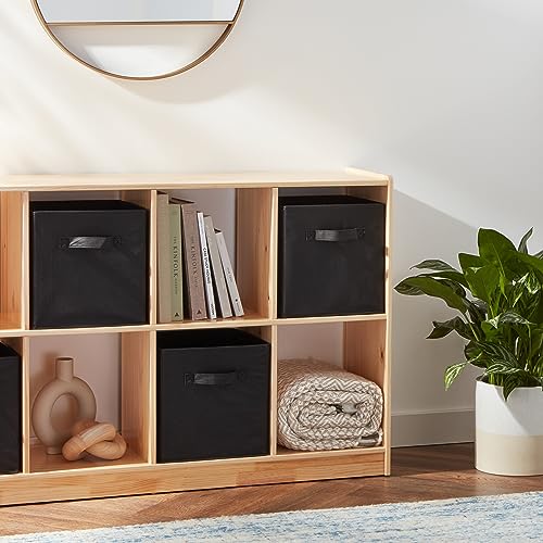 Amazon Basics Collapsible Fabric Storage Cubes Organizer with Handles, Sturdy, Gray, 10.5-x-10.5-x-11-inch, Pack of 6