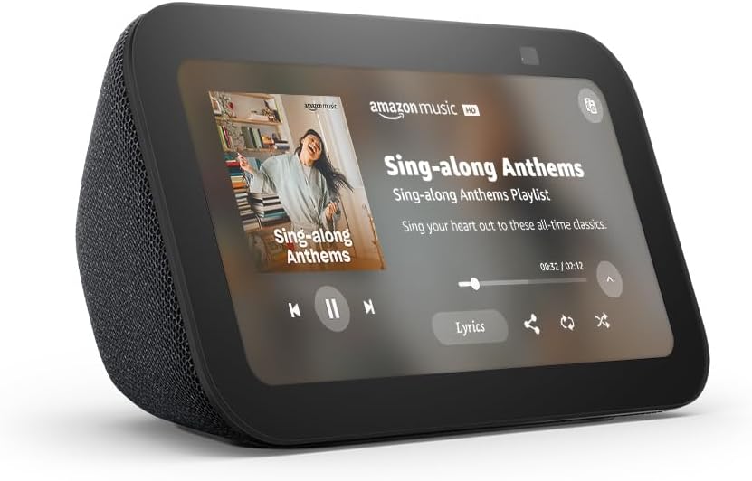 Amazon Echo Show 5, Smart display with 2x the bass and clearer sound, Charcoal