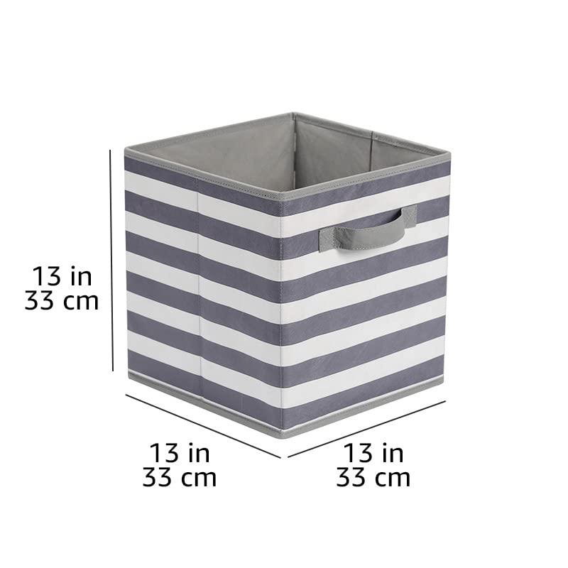 Amazon Basics Collapsible Fabric Storage Cubes Organizer with Handles, Sturdy, Gray, 10.5-x-10.5-x-11-inch, Pack of 6