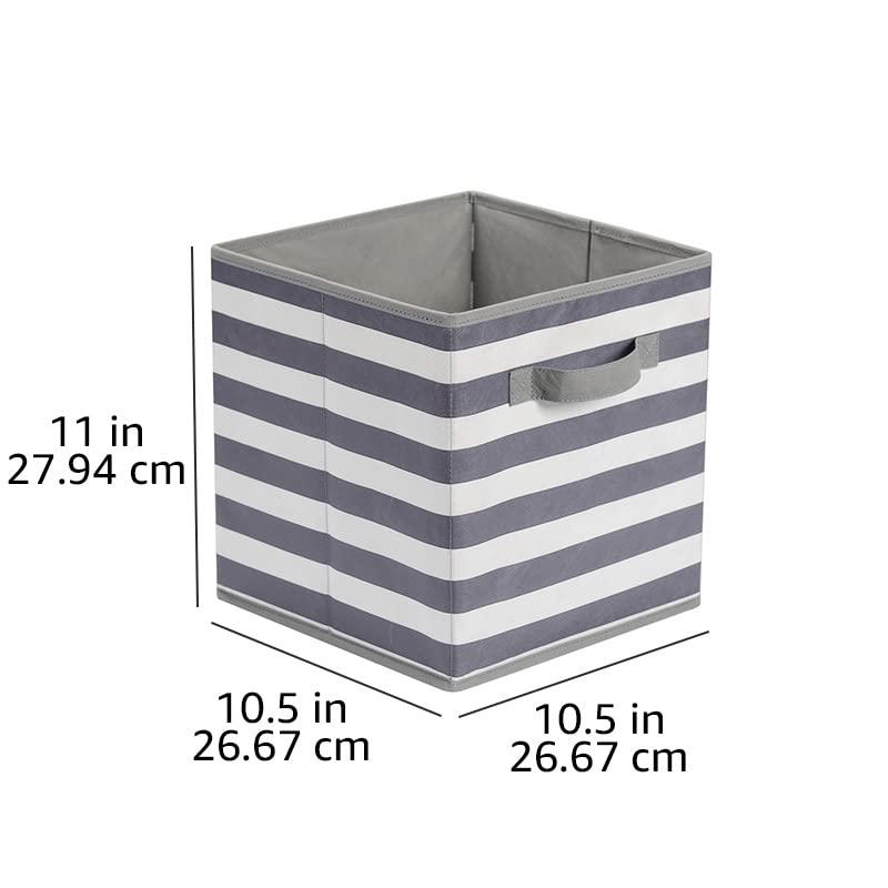 Amazon Basics Collapsible Fabric Storage Cubes Organizer with Handles, Sturdy, Gray, 10.5-x-10.5-x-11-inch, Pack of 6