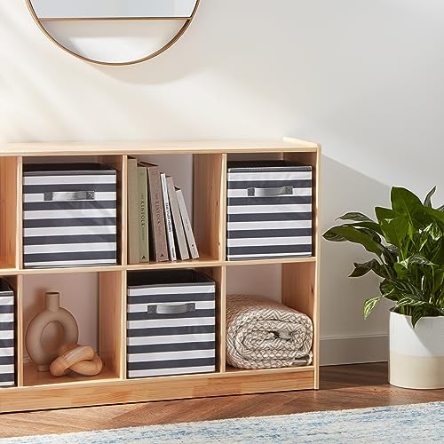 Amazon Basics Collapsible Fabric Storage Cubes Organizer with Handles, Sturdy, Gray, 10.5-x-10.5-x-11-inch, Pack of 6