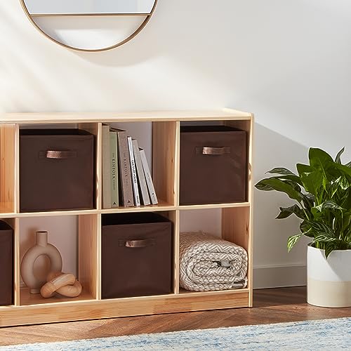 Amazon Basics Collapsible Fabric Storage Cubes Organizer with Handles, Sturdy, Gray, 10.5-x-10.5-x-11-inch, Pack of 6