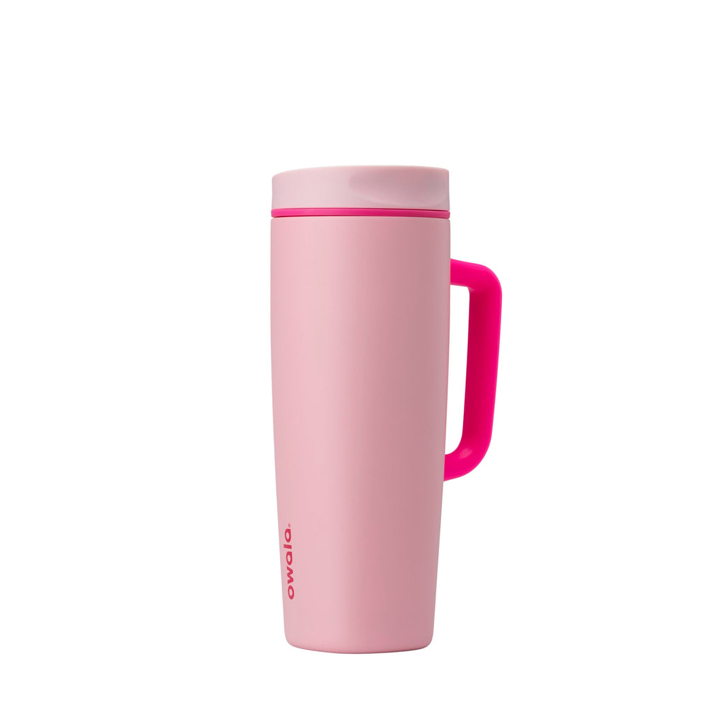 Owala SmoothSip Slider Insulated Stainless Steel Coffee Tumbler, Reusable Iced Coffee Cup, Hot Coffee Travel Mug, BPA Free 12 oz, Tan/White (Vanilla Bean)