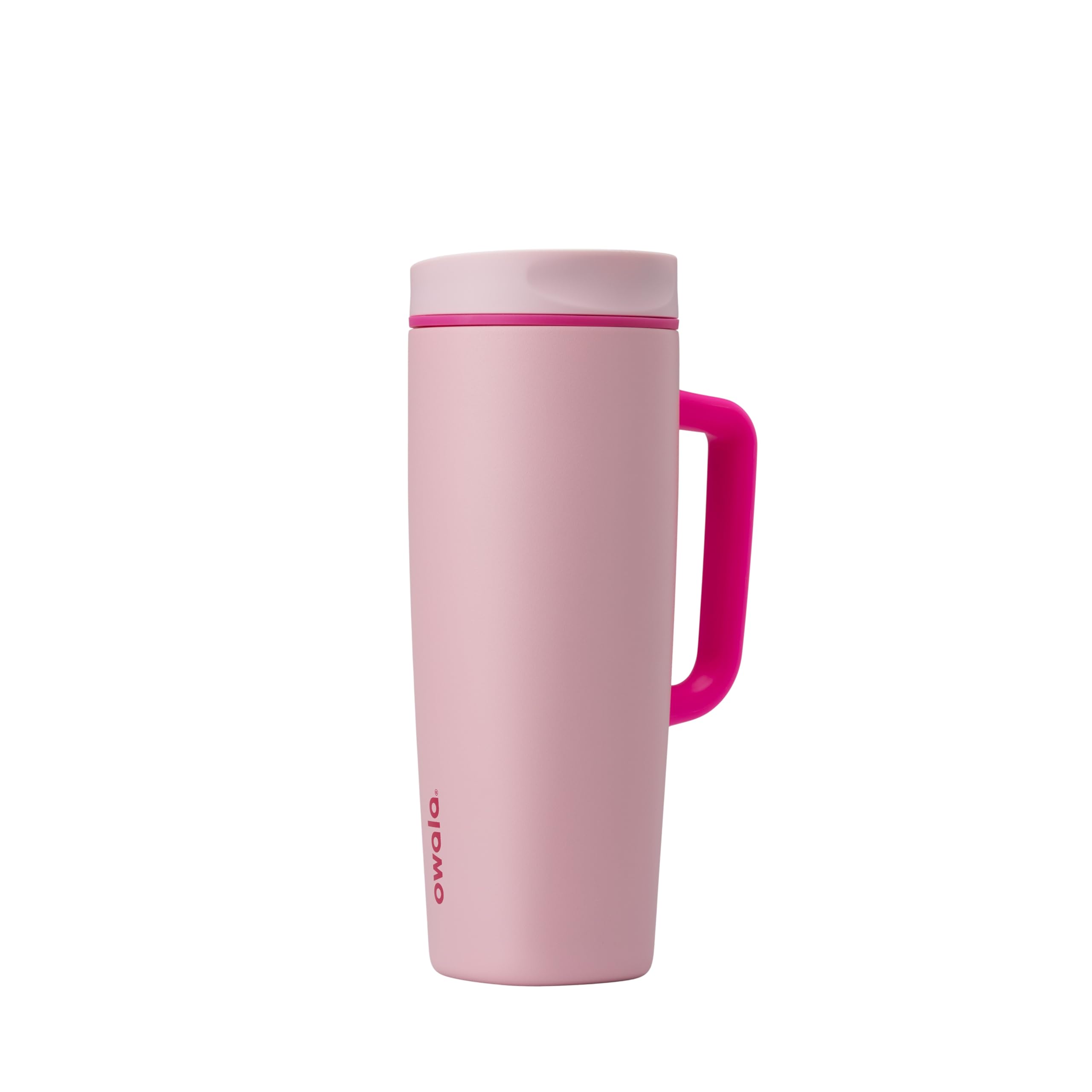 Owala SmoothSip Slider Insulated Stainless Steel Coffee Tumbler, Reusable Iced Coffee Cup, Hot Coffee Travel Mug, BPA Free 12 oz, Tan/White (Vanilla Bean)