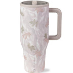 HydroJug Traveler - 32 oz Water Bottle with Handle & Flip Straw - Fits in Cup Holder, Leak Resistant Tumbler-Reusable Insulated Stainless Steel & Rubber Base - Gifts for Women & Men, Pink Sand