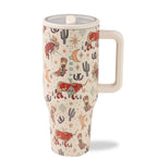 HydroJug Traveler - 32 oz Water Bottle with Handle & Flip Straw - Fits in Cup Holder, Leak Resistant Tumbler-Reusable Insulated Stainless Steel & Rubber Base - Gifts for Women & Men, Pink Sand