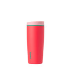 Owala SmoothSip Slider Insulated Stainless Steel Coffee Tumbler, Reusable Iced Coffee Cup, Hot Coffee Travel Mug, BPA Free 12 oz, Tan/White (Vanilla Bean)