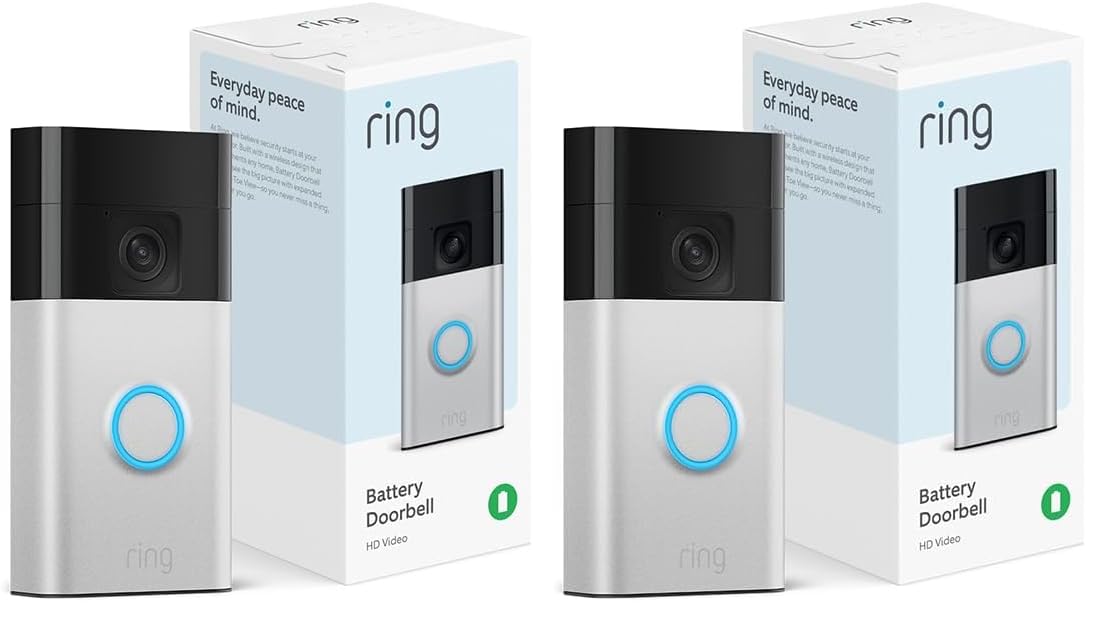 Ring Battery Doorbell | Home or business security with Head-to-Toe Video, Live View with Two-Way Talk, and Motion Detection & Alerts (newest model), Satin Nickel