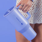 HydroJug Traveler - 32 oz Water Bottle with Handle & Flip Straw - Fits in Cup Holder, Leak Resistant Tumbler-Reusable Insulated Stainless Steel & Rubber Base - Gifts for Women & Men, Pink Sand