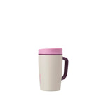 Owala SmoothSip Slider Insulated Stainless Steel Coffee Tumbler, Reusable Iced Coffee Cup, Hot Coffee Travel Mug, BPA Free 12 oz, Tan/White (Vanilla Bean)