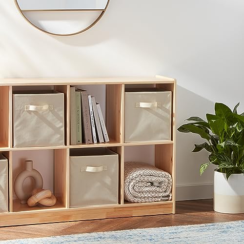 Amazon Basics Collapsible Fabric Storage Cubes Organizer with Handles, Sturdy, Gray, 10.5-x-10.5-x-11-inch, Pack of 6