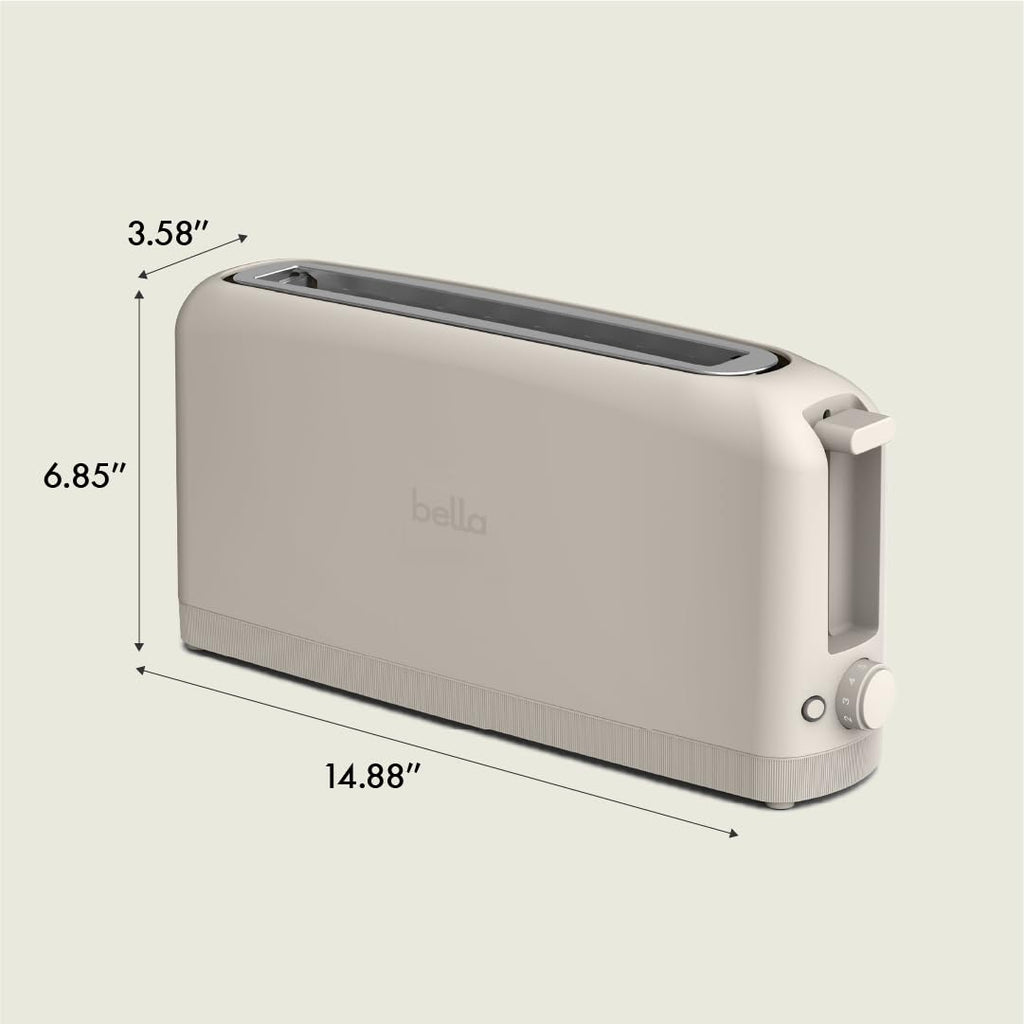 bella 4 Slice Slim Toaster, Fits-anywhere™ Kitchenware, 6 Setting Shade Control with Reheat & Cancel Buttons, Fits Sourdough, 10” Long Slot, Anti Jam & Auto Shutoff, 900 Watt, Oatmilk