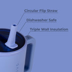 HydroJug Traveler - 32 oz Water Bottle with Handle & Flip Straw - Fits in Cup Holder, Leak Resistant Tumbler-Reusable Insulated Stainless Steel & Rubber Base - Gifts for Women & Men, Pink Sand