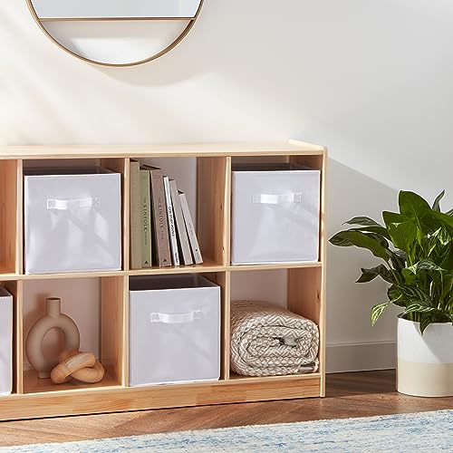Amazon Basics Collapsible Fabric Storage Cubes Organizer with Handles, Sturdy, Gray, 10.5-x-10.5-x-11-inch, Pack of 6
