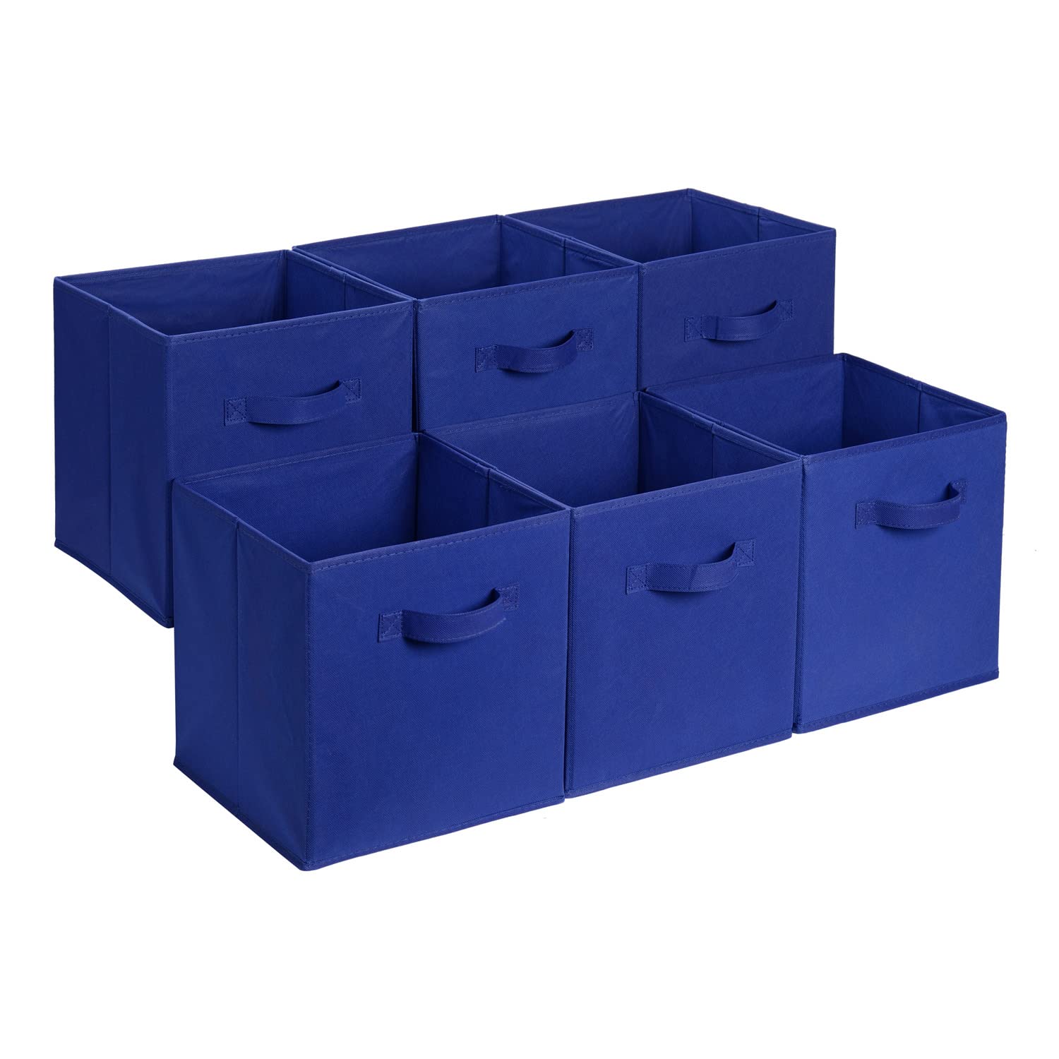 Amazon Basics Collapsible Fabric Storage Cubes Organizer with Handles, Sturdy, Gray, 10.5-x-10.5-x-11-inch, Pack of 6