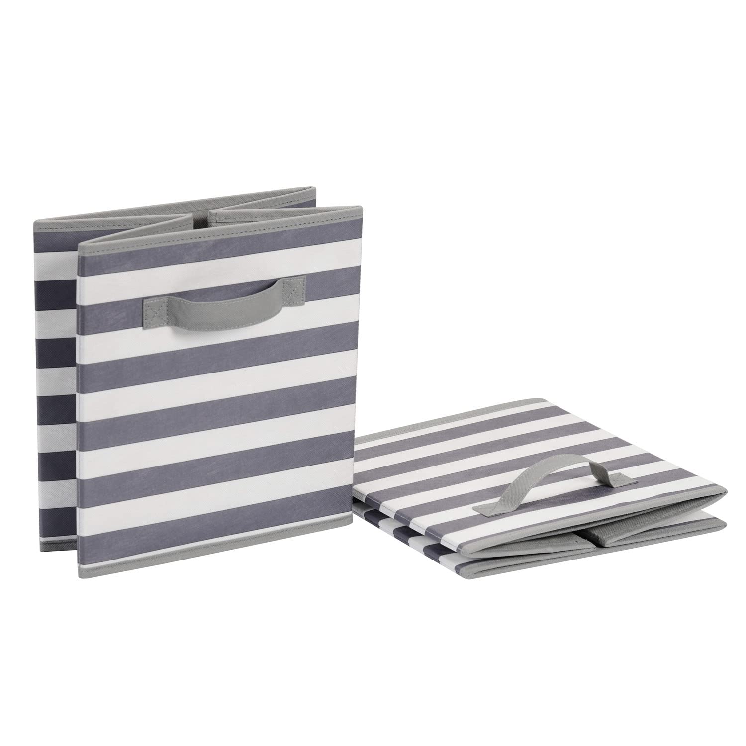Amazon Basics Collapsible Fabric Storage Cubes Organizer with Handles, Sturdy, Gray, 10.5-x-10.5-x-11-inch, Pack of 6