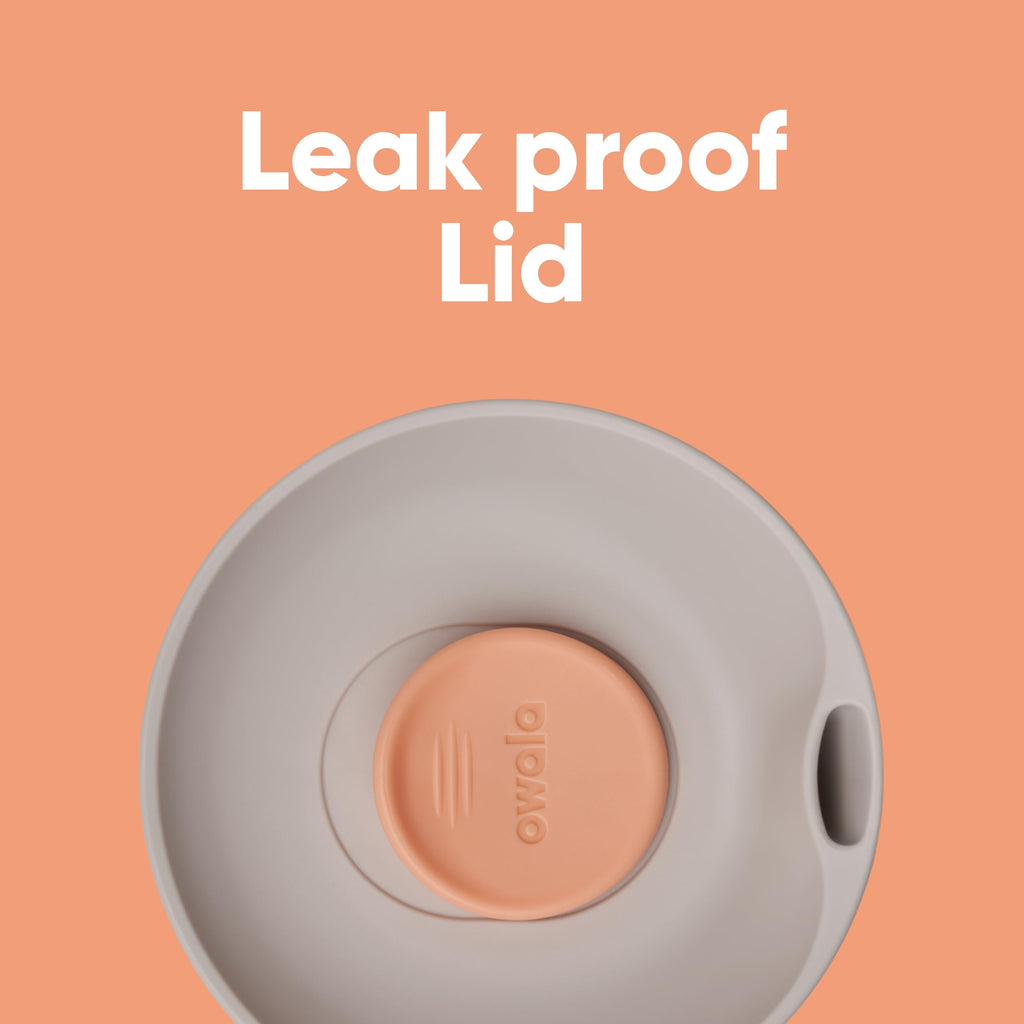 Owala SmoothSip Slider Insulated Stainless Steel Coffee Tumbler, Reusable Iced Coffee Cup, Hot Coffee Travel Mug, BPA Free 12 oz, Tan/White (Vanilla Bean)