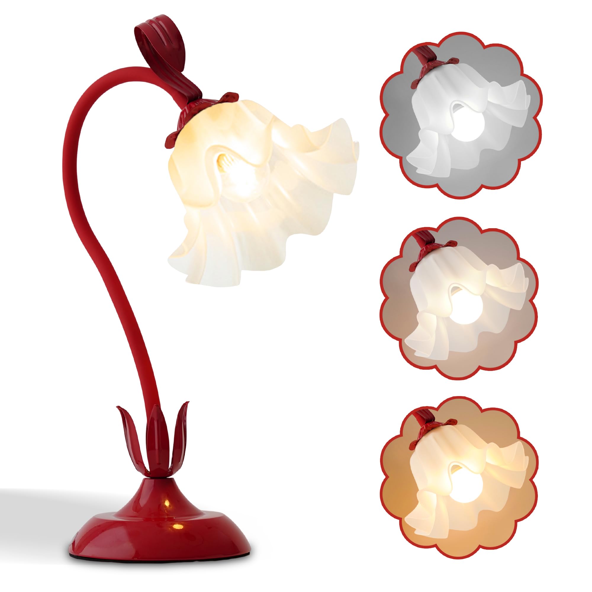 Flower Table Lamp,LED Reading Light Bedside Vintage Flower Night Light,3 Colors Modes Kawaii Bedside Lamps Decor,Living Room Bedroom Room Lighting Table Lamps Home Decoration (Green)