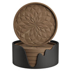 ME.FAN Silicone Coasters with Holder,[6 Pack] Drinking Coasters - Cup Mat for Hot or Cold Drinks, Thickened, Non-Slip, Non-Stick,Deep Tray Black