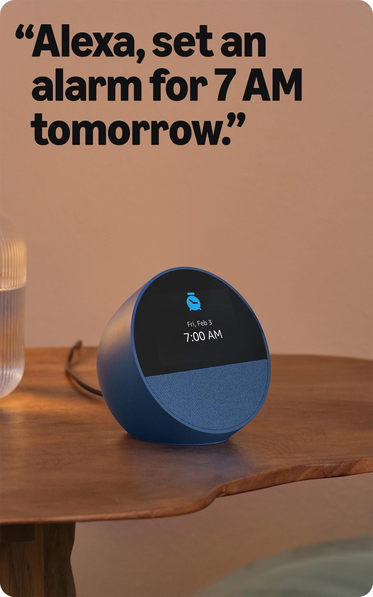 Amazon Echo Spot, Great for nightstands, offices and kitchens, Smart alarm clock with Alexa, Black
