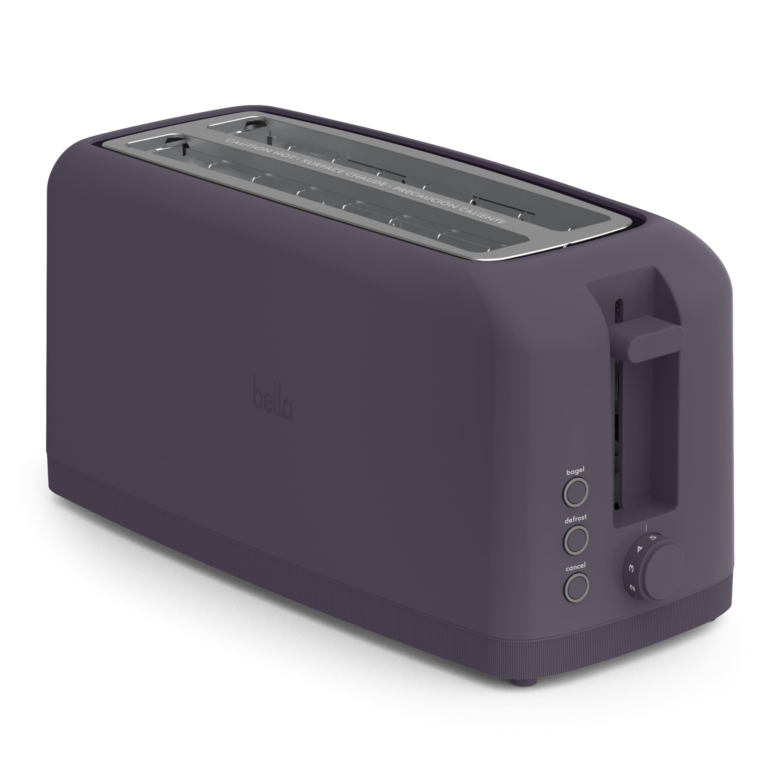 bella 4 Slice Slim Toaster, Fits-anywhere™ Kitchenware, 6 Setting Shade Control with Reheat & Cancel Buttons, Fits Sourdough, 10” Long Slot, Anti Jam & Auto Shutoff, 900 Watt, Oatmilk