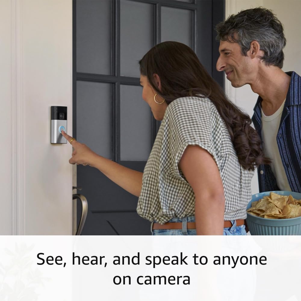 Ring Battery Doorbell | Home or business security with Head-to-Toe Video, Live View with Two-Way Talk, and Motion Detection & Alerts (newest model), Satin Nickel