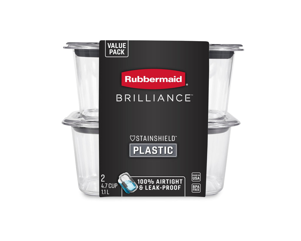 Rubbermaid Brilliance Food Storage Containers BPA Free Airtight Lids Ideal for Lunch Meal Prep & Leftovers Set of 5 (3.2 Cup)