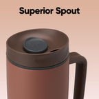 Owala SmoothSip Slider Insulated Stainless Steel Coffee Tumbler, Reusable Iced Coffee Cup, Hot Coffee Travel Mug, BPA Free 12 oz, Tan/White (Vanilla Bean)