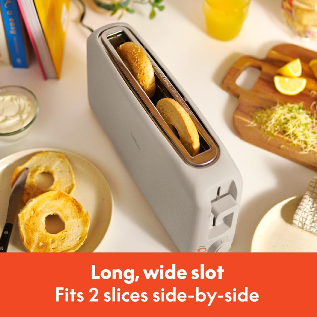bella 4 Slice Slim Toaster, Fits-anywhere™ Kitchenware, 6 Setting Shade Control with Reheat & Cancel Buttons, Fits Sourdough, 10” Long Slot, Anti Jam & Auto Shutoff, 900 Watt, Oatmilk