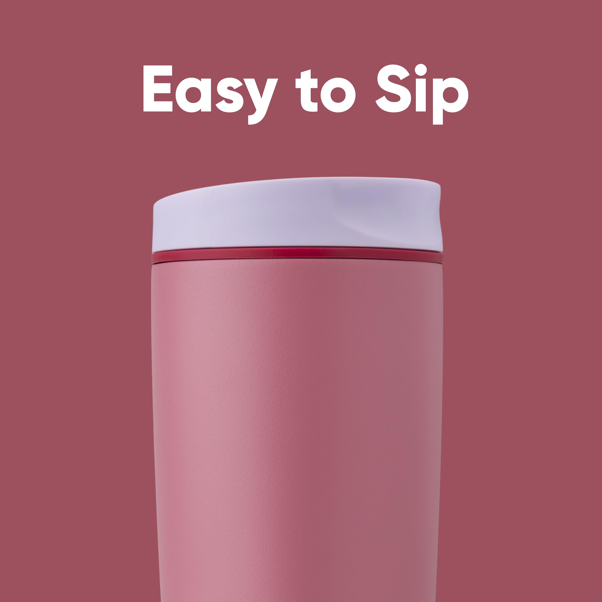 Owala SmoothSip Slider Insulated Stainless Steel Coffee Tumbler, Reusable Iced Coffee Cup, Hot Coffee Travel Mug, BPA Free 12 oz, Tan/White (Vanilla Bean)