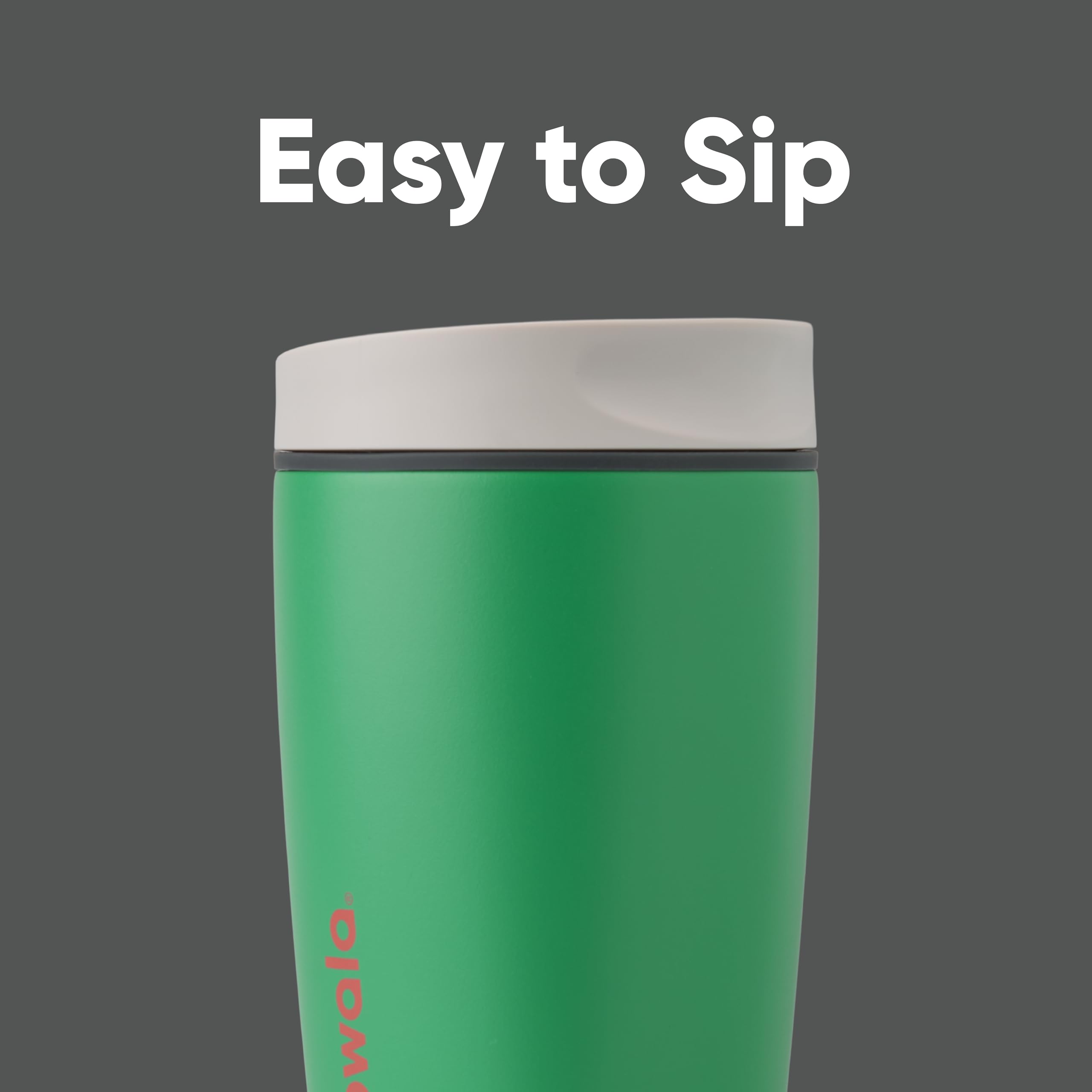 Owala SmoothSip Slider Insulated Stainless Steel Coffee Tumbler, Reusable Iced Coffee Cup, Hot Coffee Travel Mug, BPA Free 12 oz, Tan/White (Vanilla Bean)