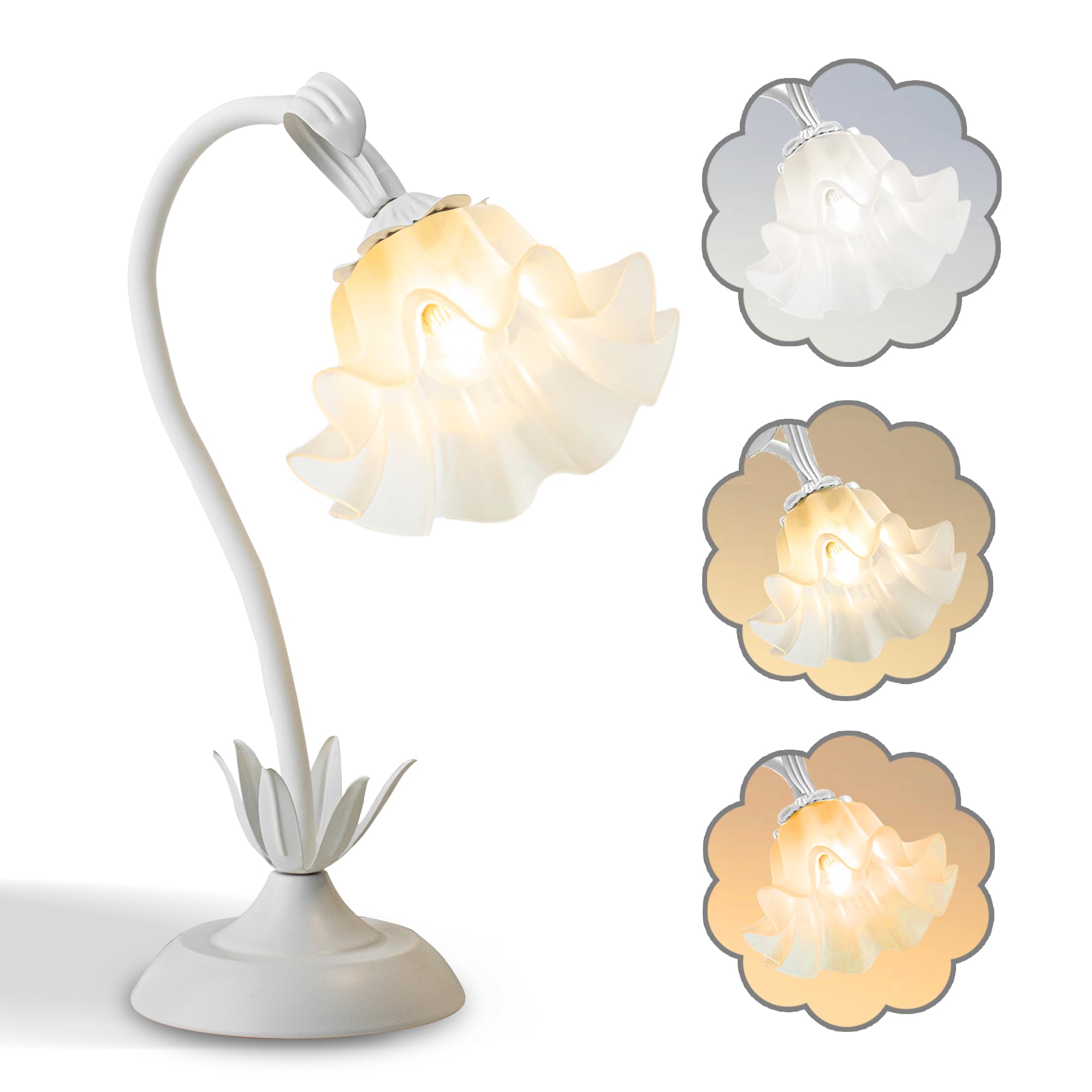 Flower Table Lamp,LED Reading Light Bedside Vintage Flower Night Light,3 Colors Modes Kawaii Bedside Lamps Decor,Living Room Bedroom Room Lighting Table Lamps Home Decoration (Green)
