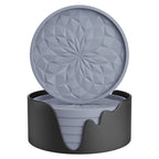 ME.FAN Silicone Coasters with Holder,[6 Pack] Drinking Coasters - Cup Mat for Hot or Cold Drinks, Thickened, Non-Slip, Non-Stick,Deep Tray Black