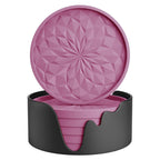 ME.FAN Silicone Coasters with Holder,[6 Pack] Drinking Coasters - Cup Mat for Hot or Cold Drinks, Thickened, Non-Slip, Non-Stick,Deep Tray Black