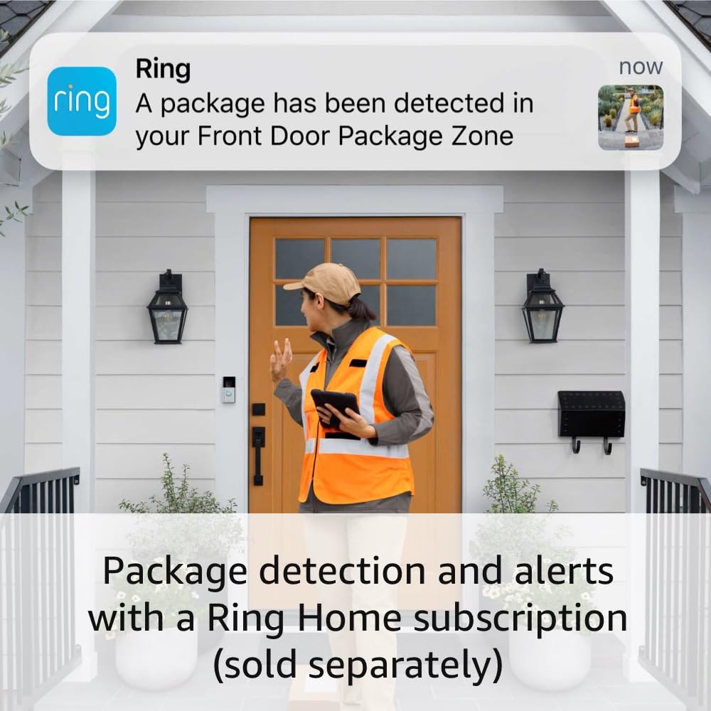 Ring Battery Doorbell | Home or business security with Head-to-Toe Video, Live View with Two-Way Talk, and Motion Detection & Alerts (newest model), Satin Nickel