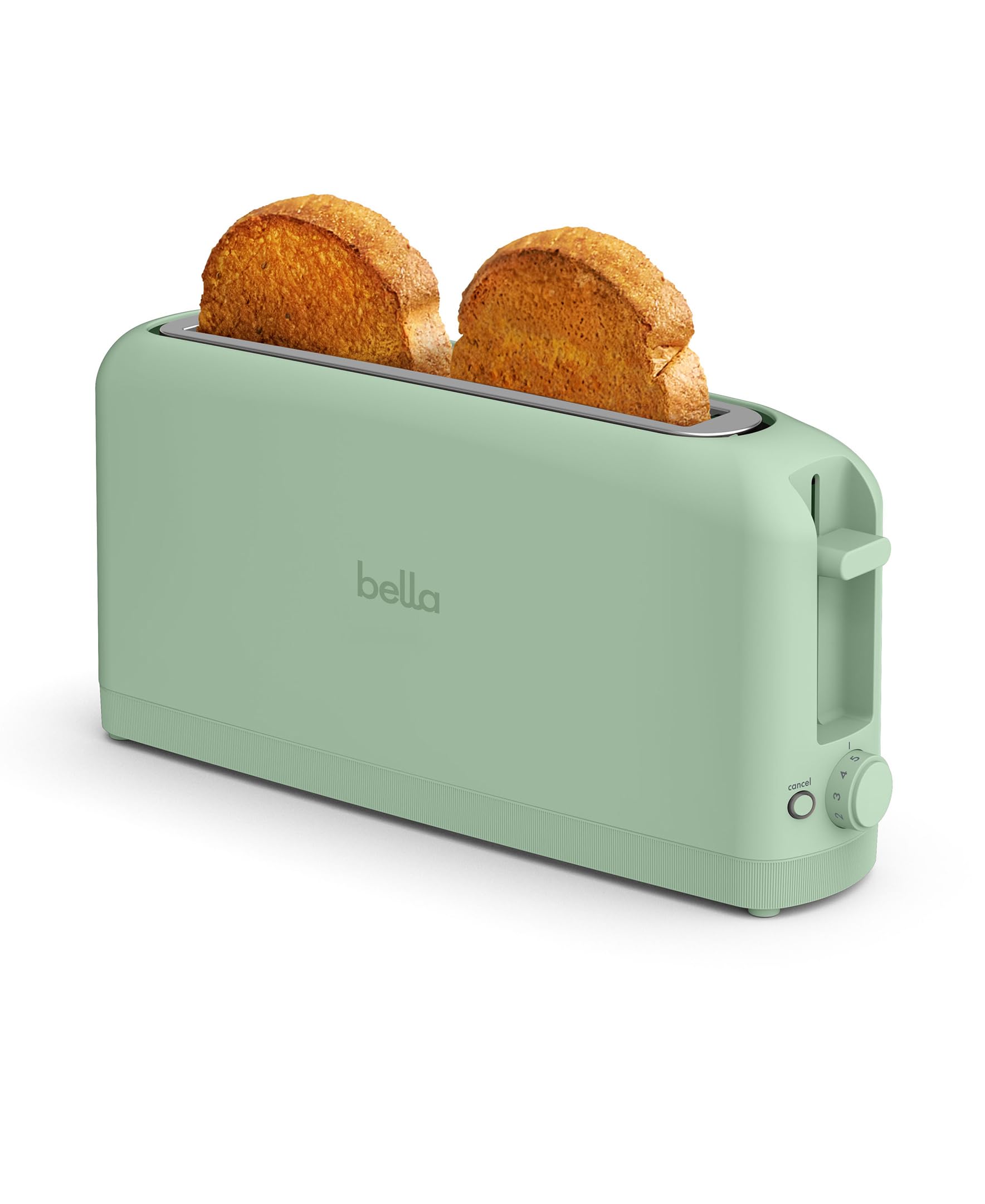 bella 4 Slice Slim Toaster, Fits-anywhere™ Kitchenware, 6 Setting Shade Control with Reheat & Cancel Buttons, Fits Sourdough, 10” Long Slot, Anti Jam & Auto Shutoff, 900 Watt, Oatmilk