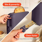bella 4 Slice Slim Toaster, Fits-anywhere™ Kitchenware, 6 Setting Shade Control with Reheat & Cancel Buttons, Fits Sourdough, 10” Long Slot, Anti Jam & Auto Shutoff, 900 Watt, Oatmilk